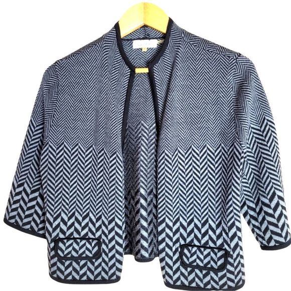 Calvin Klein Merino Wool Hounds tooth Open Sweater with Pockets - Picture 1 of 13